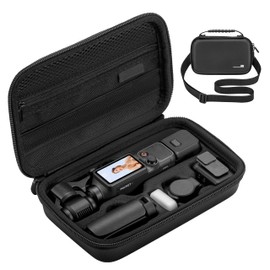 Protective Carrying Case for DJI Osmo Pocket 4 Portable Hard Shell Carrying Case for DJI Osmo Pocket 4 Accessories PU Material Anti-Scratch Creator Combo Storage Bag with Adjustable Shoulder Strap