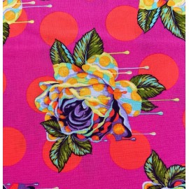 Tula Pink Curiouser PWTP 161 Painted Roses Daydream polka dots roses OOP BTY