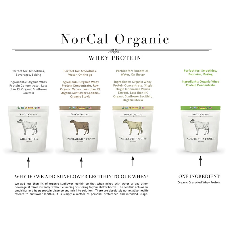 NorCal Organic Chocolate Whey Protein | 100% USA Grass-Fed, USDA