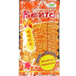 Bento Squid Seafood Snack Thai Original Chili Paste Flavor Very Hot Wt 24 G (0.85 Oz) X 5 Bags