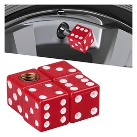 ZIMISI 4PCS Dice Tire Valve Stem Caps, Corrosion Resistant Car Tire Caps, Leakproof Dustproof Wheel Valve Stem Covers, Dice Air Cap Set for Cars, SUVs, Trucks, Motorcycles (Red)