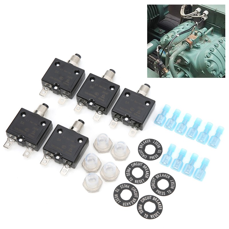 5A Thermal Circuit Breaker with Quick Connect Terminals Waterproof Cap