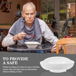 VILLCASE Scoop Bowl with Suction Base, Scoop Plate Spill Proof Self-Feeding Senior Elderly Dish Tableware for Disabled Adults Elderly with Limited Mobility