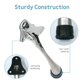 CG PLUS Door Stopper, One-Touch semi-Automatic - 6 inch Metal Door Stopper, with Non-Slip Rubber Tip for Wood, Concrete, Tiled, and Carpeted Floors_Satin Nickel