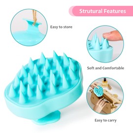 URTHEONE Hair Scalp Massager Shampoo Brush,Soft Silicone Hair Scrub Brush for Wet Dry Hair, Relax Scalp, Reduce Dandruff,Promote Hair Growth,Scalp Scrubber Hair Care Tools for Shower (Blue)