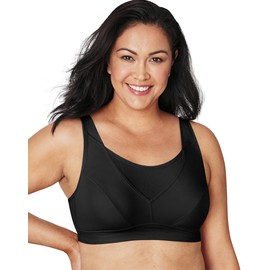 Playtex Women's Secrets Bounce Control Wirefree, Anchorstrap Moisture Wicking Wireless Bra, Black, 48D