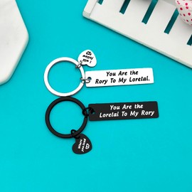 Xiahuyu Mother Daughter Gifts Keychain Lorelai and Rory Keychain Set Mothers Day Christmas Birthday Gifts Gilmore Girls Gift (Black+Silver)