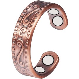 YINOX CPR-0955 Women's Magnetic Copper Ring Men's Antique Adjustable Ring, Copper