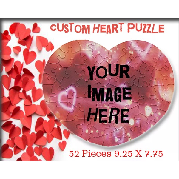 Unbranded Custom Heart JigSaw Puzzle 52 Pieces "Design Your Own