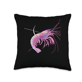 Cherry Shrimp Vaporwave Throw Pillow