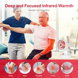 Cozion 150w Dimmable Infrared Heat Lamp Soothing Infrared Warm Light Portable Infrared lamp red Infrared Light Device with Wide Heating Range for Office Room Desk Indoor use