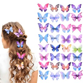 Waaqkid 48 PCS 90s Glitter Butterfly Hair Clips, Fairy Costume Accessories for Women