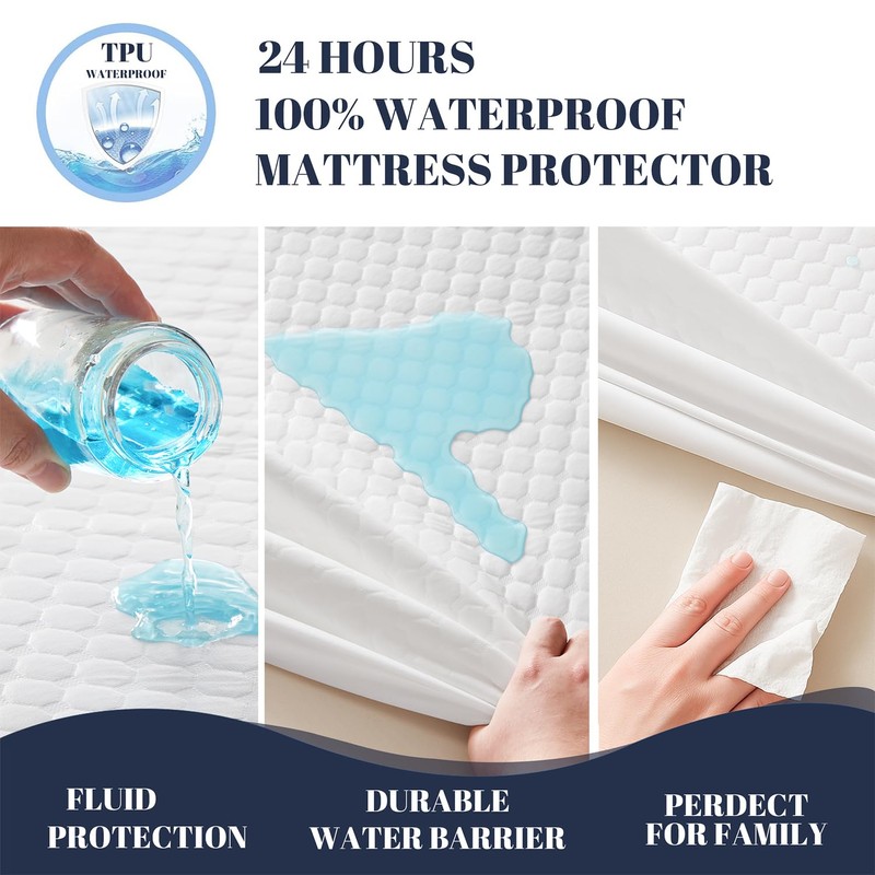 NESTCORE 100% Waterproof Mattress Protector,Twin Size Mattress Pad Noiseless with