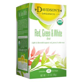 Davidson's Tea Red, Green & White Blend, 25-Count Tea Bags, 1.41 Oz (Pack of 6)