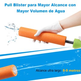 QWTG Pistolas de Agua,Paquete de 3 Juguetes de Agua,Lanzador,Lanzador de Juguete,dispara Agua hasta 9 m,Juguete para Piscina,Diversión al Aire Libre, Amigable para la Familia.
