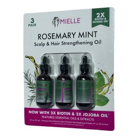 Mielle Rosemary Mint Scalp & Hair Strengthening Oil w/ Biotin , 2 fl oz, 3-pack