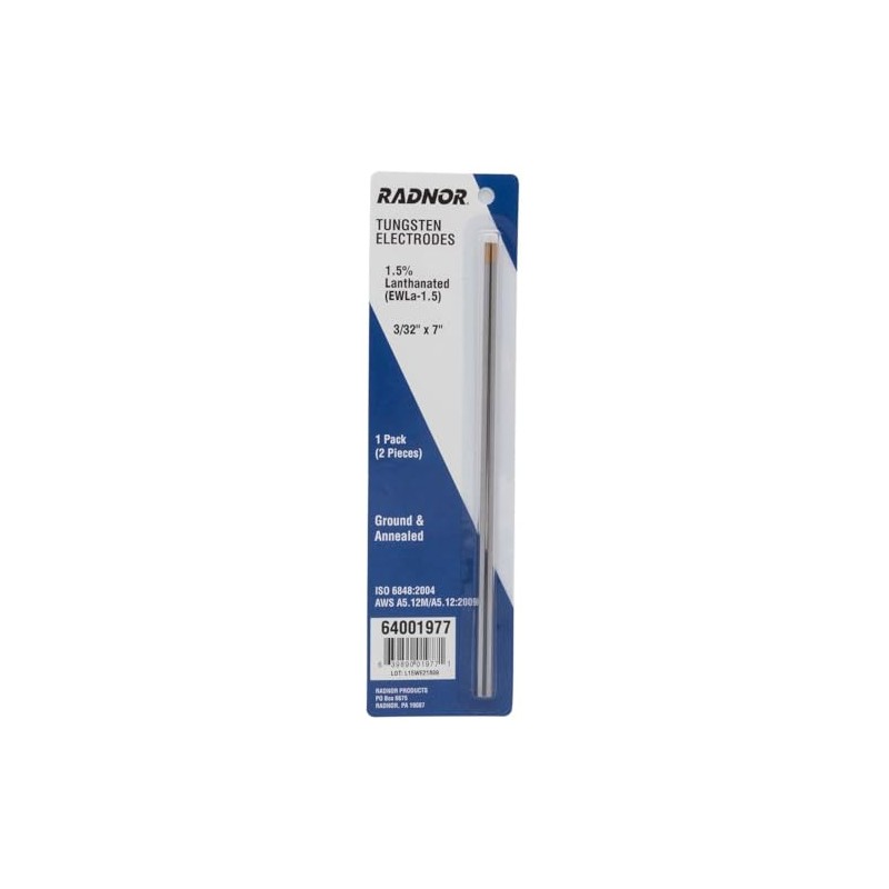 3/32" X 7" Ground Finish 1.5% Lanthanated Tungsten Electrode (2