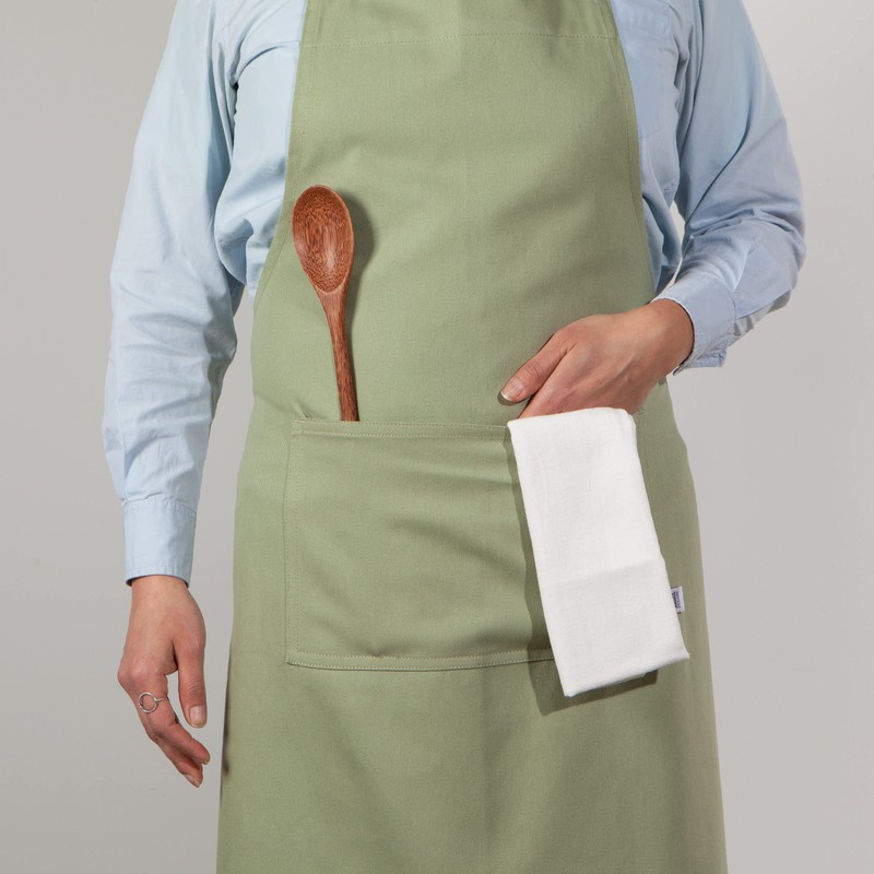 Now Designs Cotton Chef's Kitchen Apron, Solid Sage Green 28