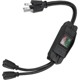 [UL Listed] 2 Way Extension Cord with On/Off LED Switch, Fiabtool 3 Prong Extension Cord Splitter, Heavy Duty Plug Splitter, SJTW 18AWG 10A/125V, Indoor Use (3.28 Ft, Black)