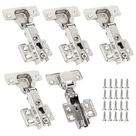 5 Pares Bisagra Bidimensional Recta 35mm Cobertura Completa 110 Grados 4 Perforaciones Puertas Gabinetes Cocina