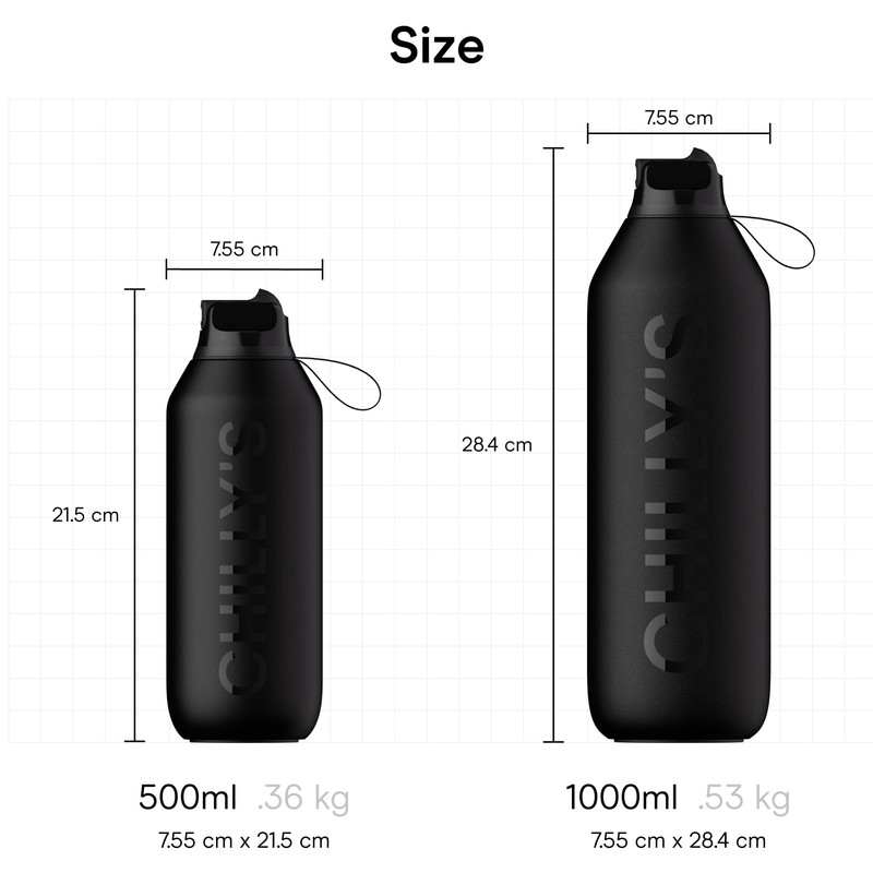 Chilly's Series 2 Flip Bottle with Sports Cap, Telescopic Straw