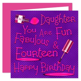 Daughter 14th Happy Birthday Card - Naughty Nails Design - 14 Today