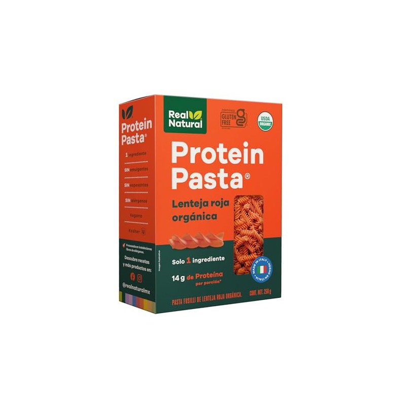 Real Natural, Protein Pasta Lenteja Roja, 250 Gramos