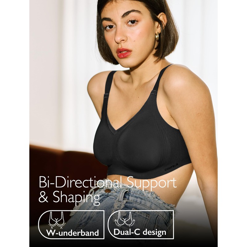 COMFELIE Wireless Bra Wireless Supportive Bra Comfy Bra Sports Bras