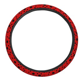 FeHuew Ladybug Red Polka Dots Steering Wheel Cover for Women, Girls 15 inch Universal Auto Car Anti Slip Wrap Steering Wheel Covers Fit for Vehicles, Truck,SUV