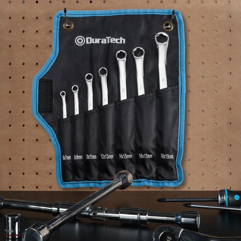 DURATECH 7-Piece Anti-slip Offset Box Wrench Set, Bolt Extractor Wrench