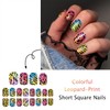 Vopintpy Gradient Leopard Print Press on Nails Short Square Fake