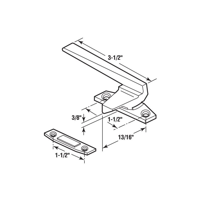 Prime-Line Products H 3596 Off-Set Base Casement Locking Handle, Aluminum