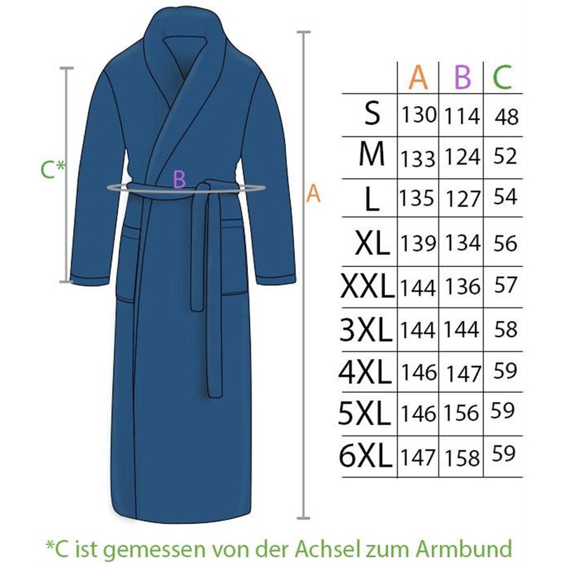 normani Men's Bathrobe Extra Long 100% Cotton Oeko Tex 100