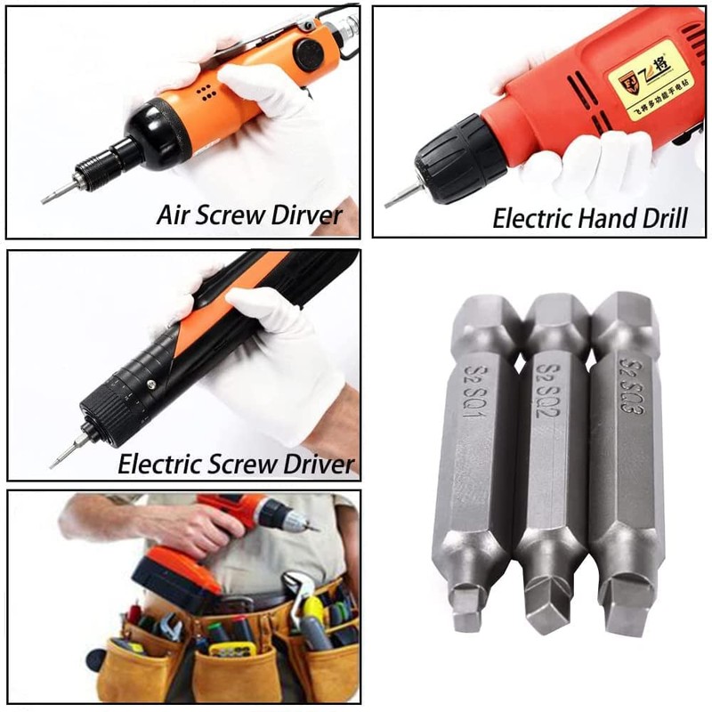 Eyech 3 Sets 3pcs Magnetic Square Head Bits Square Screw