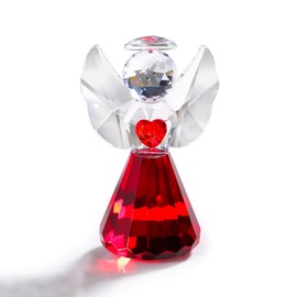 Crystal Guardian Angel with Heart Figurine Ornaments Gift for Women, Glass Angel Sympathy Collectible Christmas Decor