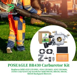 POSEAGLE BR430 Carburetor Kit for Stihl BR350, BR430, SR430, SR450 Backpack Blowers Replaces Stihl br430 Carburetor Kit, Stihl br350 Carburetor, Stihl br450 Carburetor, Zama C1Q-S210 C1Q-S210B