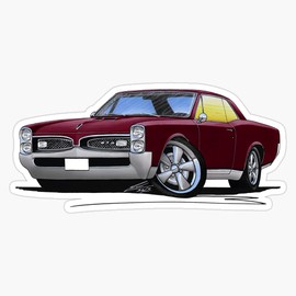 Pontiac Gto (1967) Maroon Bumper Sticker Window Vinyl Decal 5"