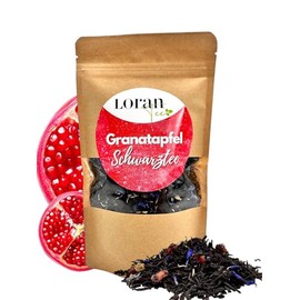 Loran Tee - Black Tea Pomegranate, 100 g, Premium Quality, Ceylon Tea, Loose in Zip Bag, Pomegranate, Cornflower Blossoms, Pomegranate Aroma