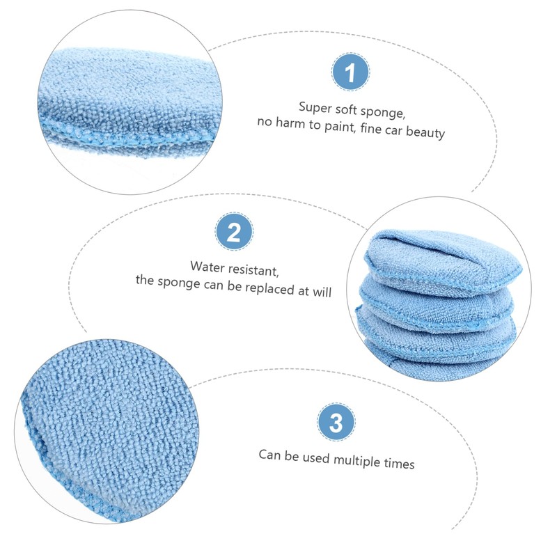 ORFOFE 5pcs Microfiber Waxing Sponge Pads Soft Buffing Pads for