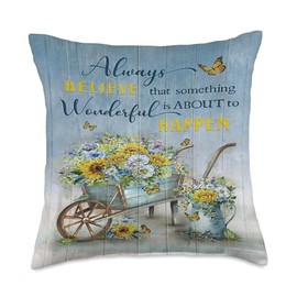 Jesus Wheelbarrow With Flowers Always Believe That Throw Pillow
