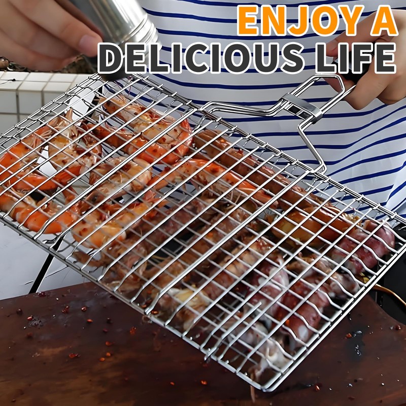 BBQ Fish Grill Basket for Outdoor Grill, Stainless Steel Vegetable