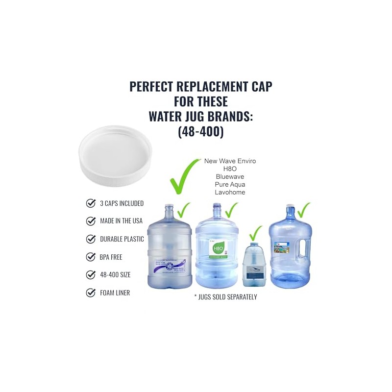 Water Systems Screw-On Caps for Water Cooler/Dispenser Plastic Jugs, 48mm