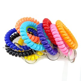 Honbay Colorful Flexible Spiral Coil Wrist Band Key Ring Chain, Pack of 10