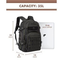 TRAILKICKER Tactical Laptop Backpack Military Backpack for Men Black Tactical Bag Backpack