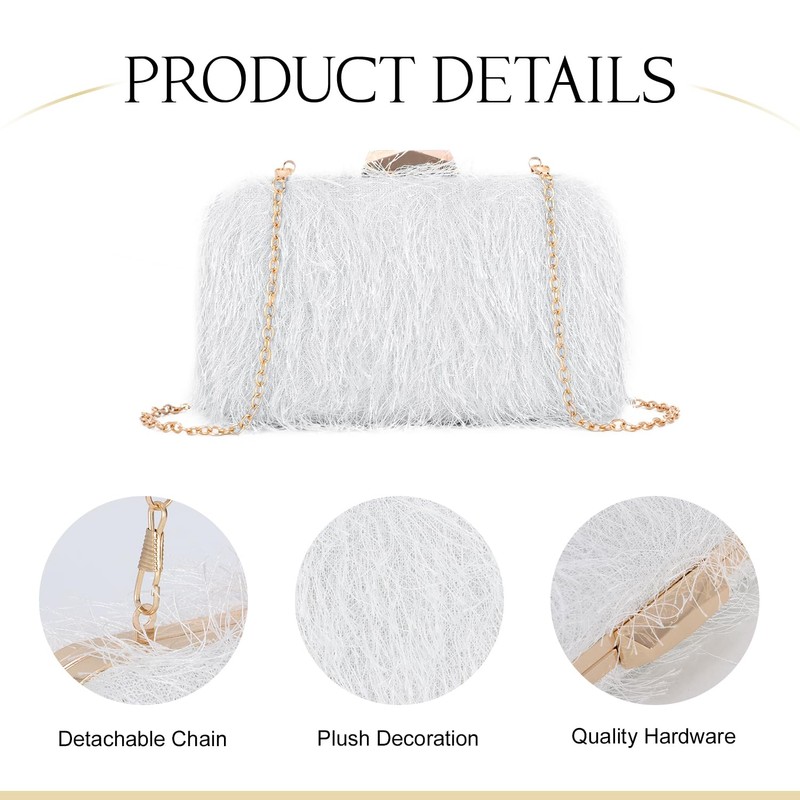SUKUTU Feather Evening Bag for Women Shoulder Acrylic Box Bag
