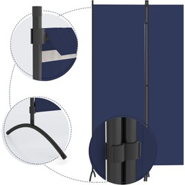 Morngardo Upgraded Room Divider Folding Privacy Screens 4 Panel Partitions 88" Wall Dividers Portable Separating for Home Office Bedroom Dorm Decor (Blue)