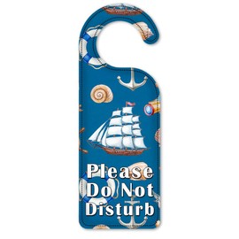 Do Not Disturb Door Knob Hanger Sign - Nautical Seamless
