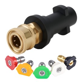 Pressure Washer Adapter 1/4" Quick Connect Female Fitting, Compatible with Karcher K2, K3, K4, K5, K6, K7, Includes 5 Multi-Degree Nozzles, Weatherproof, Anti-Aging, 4000 PSI