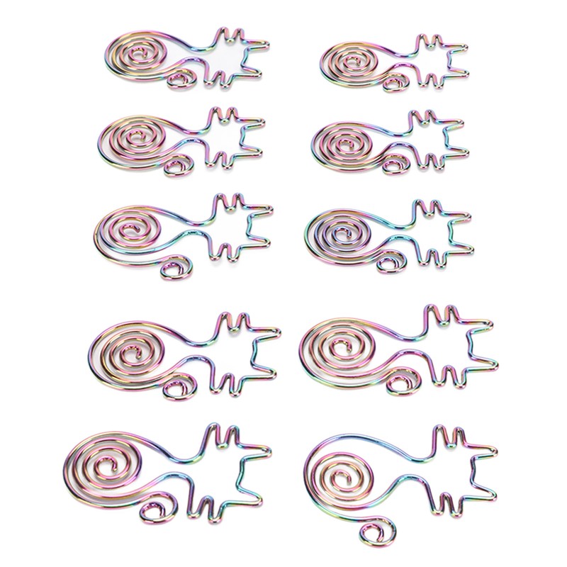 100pcs Cat Shape Paper Clips Colorful Plating Process Increased Slip