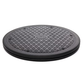 12 Inch Lazy Susan Turntable Organizer, Non Skid Large Lazy Susan Turntable for Cabinet, Computer or Laptop, Plastic Turn Table, Black, 1 PC